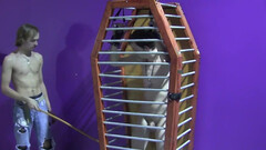 Caged boy wants his master to set him free and fuck him