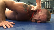 Nude men fuck in the ring after a rough bondage play