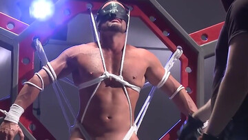 Blindfolded man is tied and left to the mercy of a dom