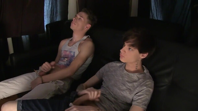 Oscar Roberts and Lewis Romeo watch a movie and fuck