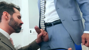 Bearded lad with a great ass fucked by his hung boss