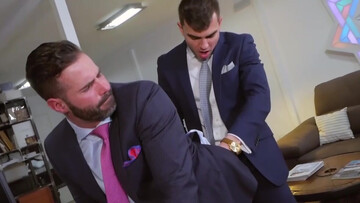 Steamy men use the couch to fulfill their mutual anal desires