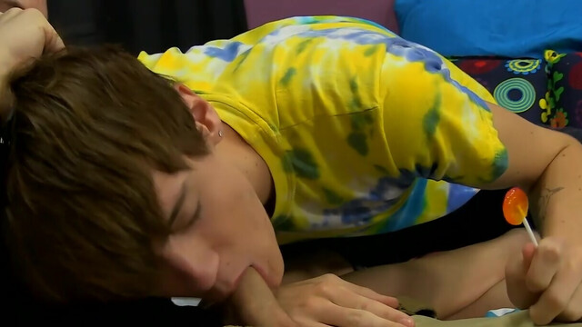 Skinny college boys share private moments together in bed