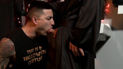 Wearing a robe and banging someone on Halloween