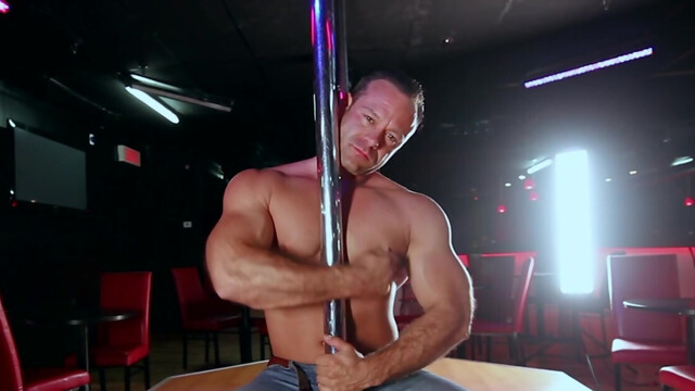 Muscular stripped likes to tease and gently undress to masturbate