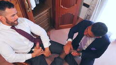 Tanned dude goes deep in the asshole of a rich man