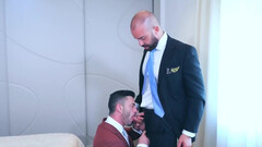 Special treat for the cock sucking office male in hotel room XXX