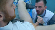 Male doctor fucks tight patient in the ass and comes on his dick
