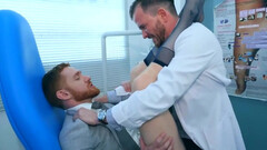 Male doctor fucks tight patient in the ass and comes on his dick