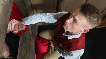 The altar boy and the priest are ready for some sinning