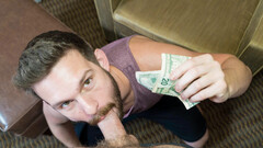Bearded bloke gives head of cash and fucks in the ass like a slut