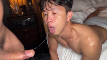Asian bloke granted huge cock down the ass and special creampie