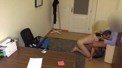 Naked boy with hairy chest works cock in marvelous manners for full POV