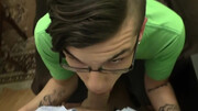 Nerdy young lad shares exclusive POV at home when he takes care of a big dick