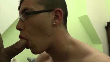 Nerdy young lad shares exclusive POV at home when he takes care of a big dick
