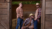 Tight cowboys share unique gay threesome at the farm