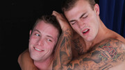 Hot males present their asses on set in a flaming gay duo