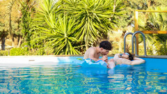 Dashing boys fulfill their naughty desires by the pool in a great gay duo