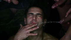 Group sex scene with a guy who wants to CHUG piss