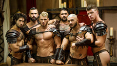 Gladiators provide nude bareback anal in group scenes