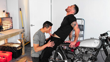 Chris Damned and the motorbike loving stud Jim Fit