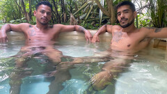 Latino boys share jacuzzi porn in sexy gay threesome