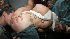 Crowded bar bang with a horny dude who gets RUINED
