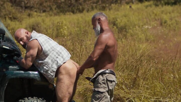 Old guys with hot bodies enjoying hard sex outdoor