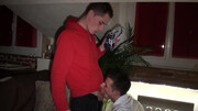 He makes his bottom sniff shoes during hard sex