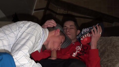 He makes his bottom sniff shoes during hard sex