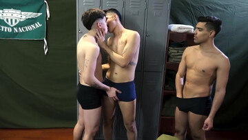 Young boys try gangbang gay experience in the army