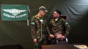 Sergeant's sexy cock slides in his needy fucking mouth