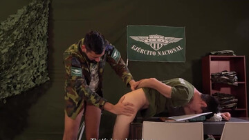Artistic anal scene with two dudes in uniforms