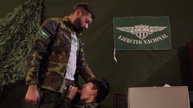 Artistic anal scene with two dudes in uniforms