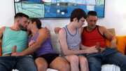 Stepdad and stepson foursome with deep fucking