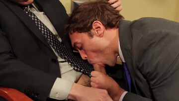 Men in suits fuck at the office and enjoy a great lunch break