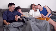 Movie night fucking with four guys who are INTO it
